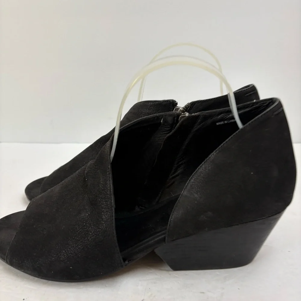 Eileen Fisher Black Nubuck Fig Open Toe Booties Wedge Women’s size 11